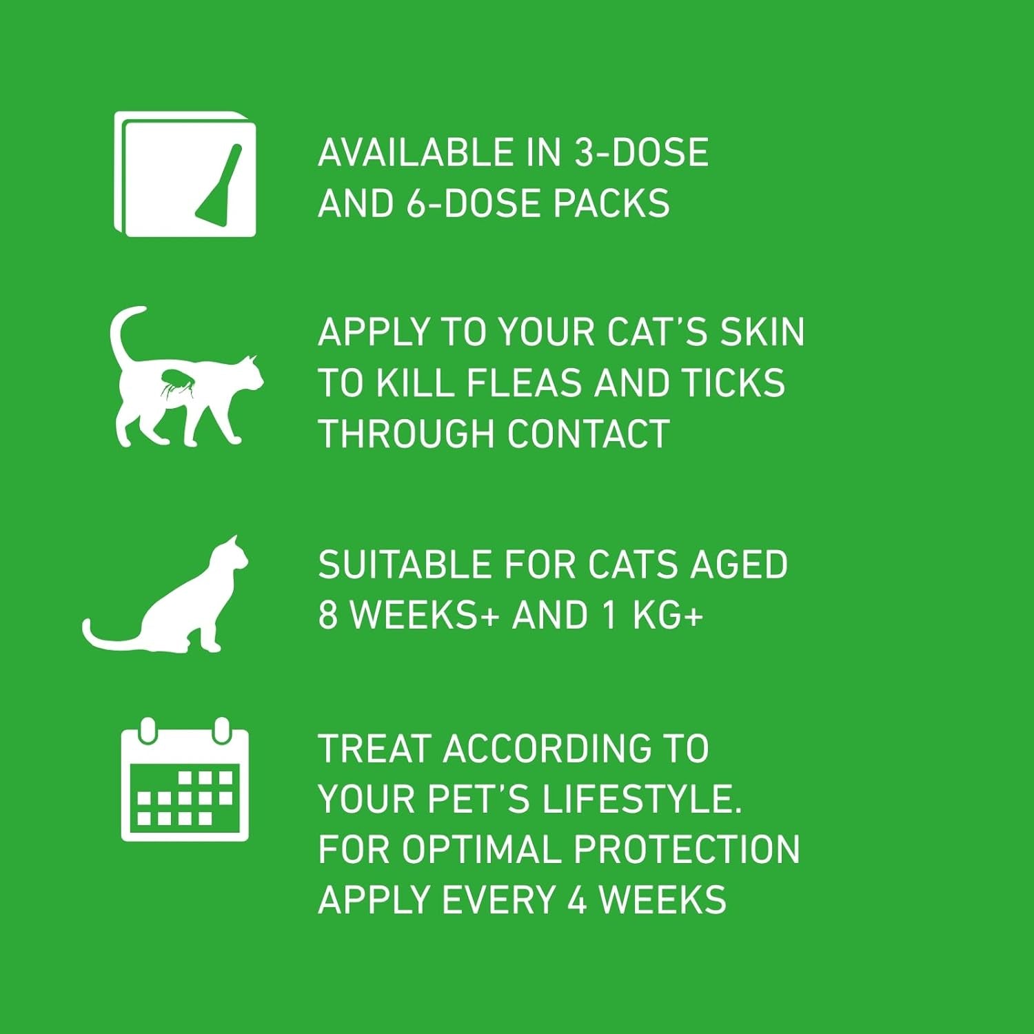 plus Flea & Tick Treatment for Cats and Ferrets - 6 Pipettes