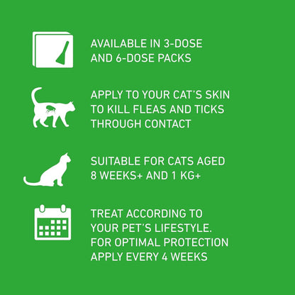 plus Flea & Tick Treatment for Cats and Ferrets - 6 Pipettes
