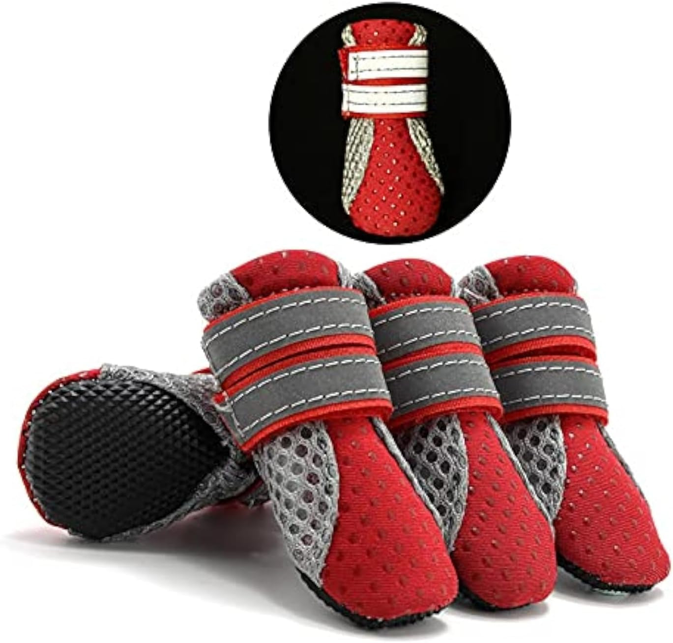 Stivali Estivi Antiscivolo per Cani Piccola Taglia Protezione per Zampe Scarpine Riflettenti Traspirante Morbida Maglia per Cuccioli Resistente per Le Calde Stagioni Pavimentazione Rosso Mini M