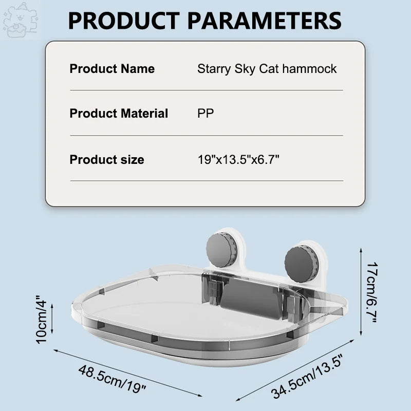 Window Hanging Mounted Cat Sleeping Bed with Suction Cup Cat Furniture Wall Shelf Mount Transparent Hammock Wall
