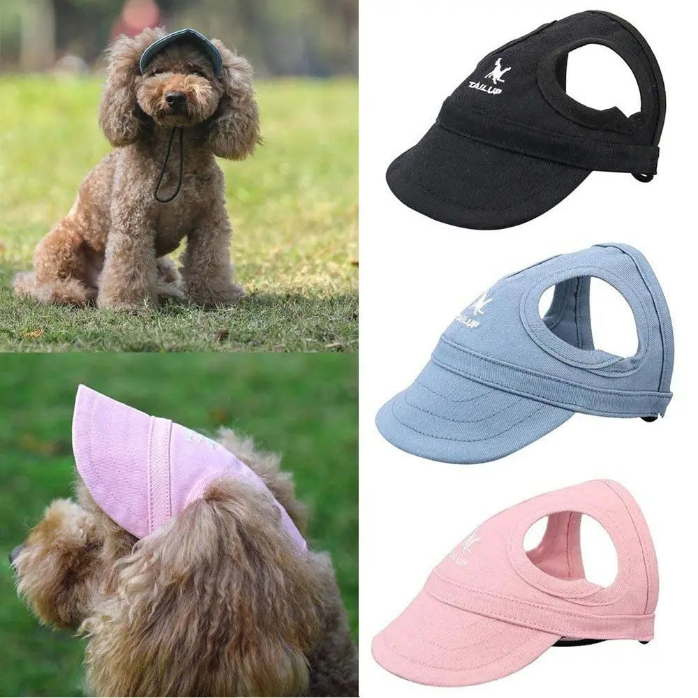 Fashion Pet Baseball Hat Outdoor Cat Dog Adjustable Peaked Cap Visor Hat Summer Pet Travel Sports Sun Cap with Ear Holes