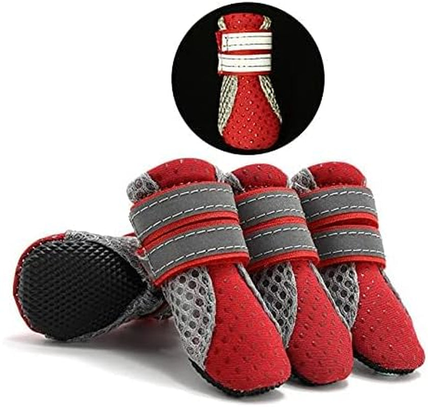 Stivali Estivi Antiscivolo per Cani Piccola Taglia Protezione per Zampe Scarpine Riflettenti Traspirante Morbida Maglia per Cuccioli Resistente per Le Calde Stagioni Pavimentazione Rosso Mini M