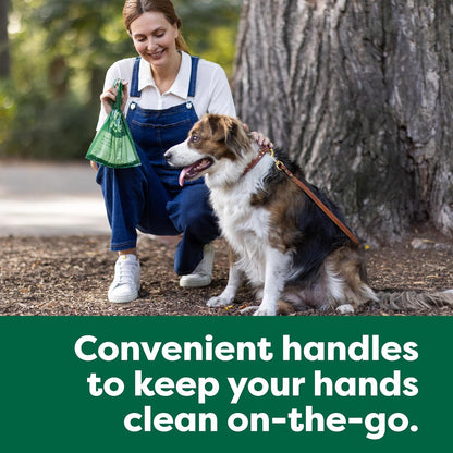 Dog Poo Bags with Handles, Easy Tie and Guaranteed Leakproof, Lavender Scented, 120 Handle Bags
