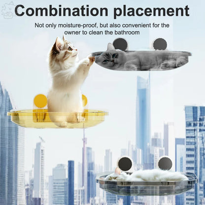 Window Hanging Mounted Cat Sleeping Bed with Suction Cup Cat Furniture Wall Shelf Mount Transparent Hammock Wall